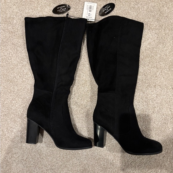 NWT Style & Co. Addyy Black Wide Calf Heeled Boots - Picture 2 of 6